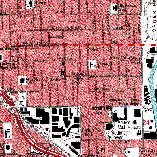 Topographic Map of Daniel J Doffyn Post Office, IL