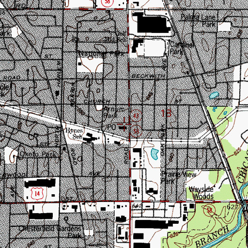 Topographic Map of Morton Grove Post Office, IL