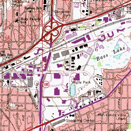 Topographic Map of Elmwood Post Office, MN
