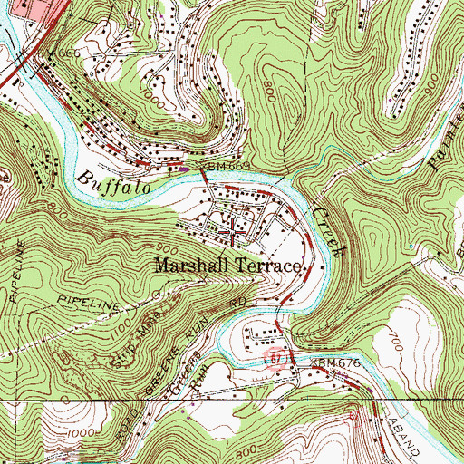 Topographic Map of Brooke County Ambulance Service, WV
