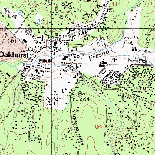 Topographic Map of Oakhurst, CA
