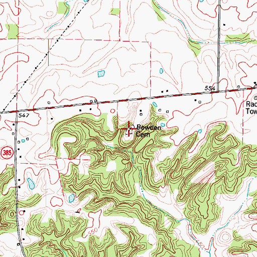 Topographic Map of Bowden Cemetery, KY