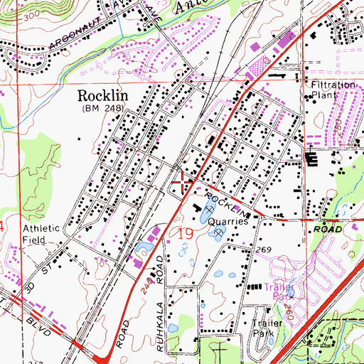 Topographic Map of Rocklin, CA