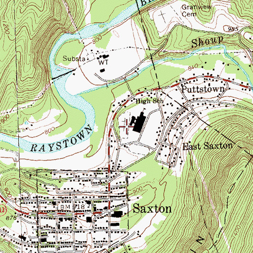 Topographic Map of Fockler Cemetery, PA