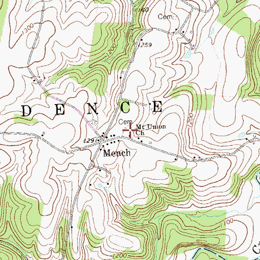 Topographic Map of Mount Union Christian Church Cemetery, PA