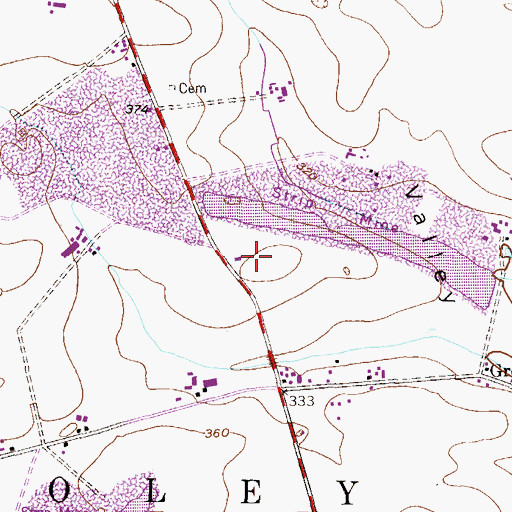 Topographic Map of Oley Valley Mennonite Church Cemetery, PA