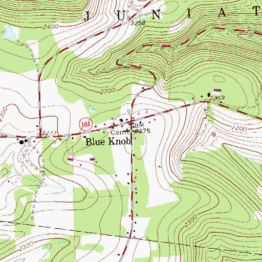 Topographic Map of Blue Knob Cemetery, PA