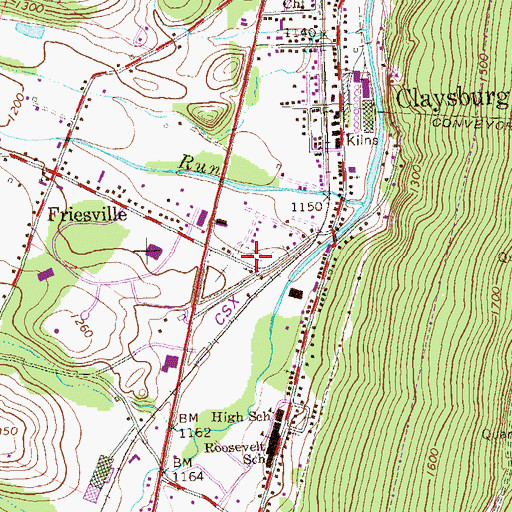 Topographic Map of Old Claysburg Cemetery, PA