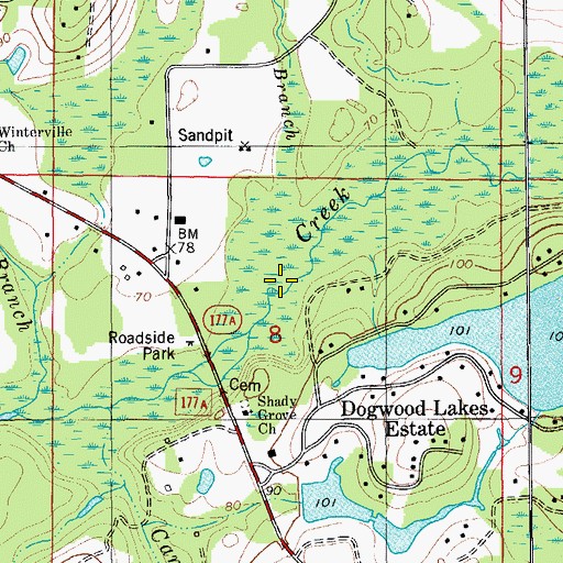 Topographic Map of Limestone Branch, FL