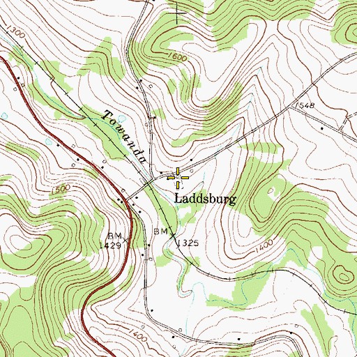 Topographic Map of Laddsburg Cemetery, PA