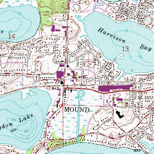Topographic Map of Mound Post Office, MN