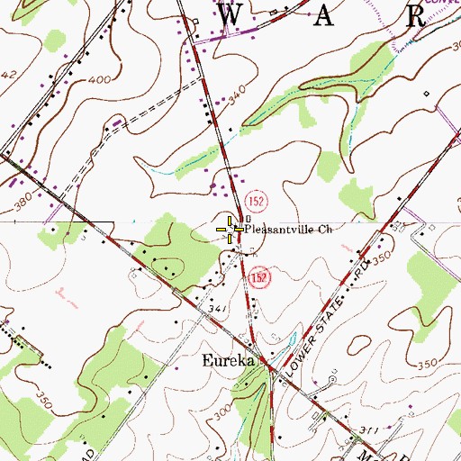 Topographic Map of Pleasantville United Church of Christ Cemetery, PA