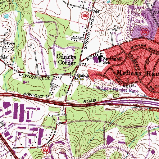 Topographic Map of Shiloh Baptist Church - New Section, VA