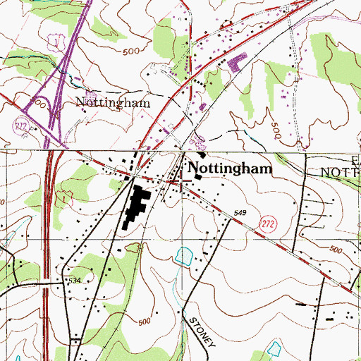 Topographic Map of Union Fire Company 1 Nottingham Station 21, PA