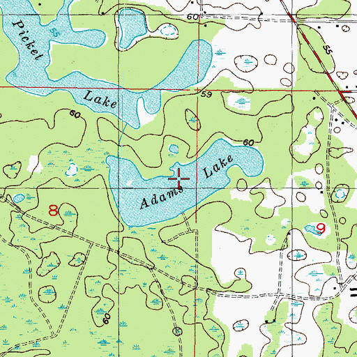 Topographic Map of Adams Lake, FL