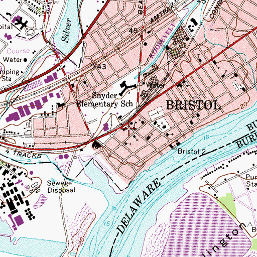 Topographic Map of Bristol Borough Police Department, PA