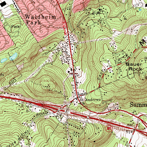 Topographic Map of Salisbury Township Police Department, PA