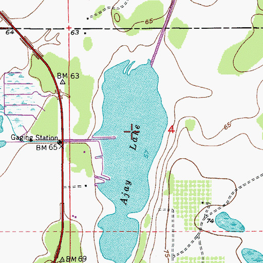 Topographic Map of Ajay Lake, FL