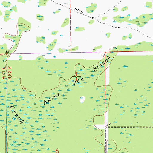 Topographic Map of Akins Bay Slough, FL
