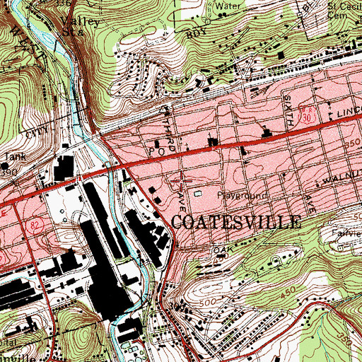Topographic Map of Coatesville Police Department, PA