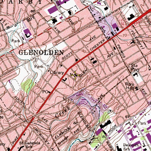 Topographic Map of Glenolden Police Department, PA