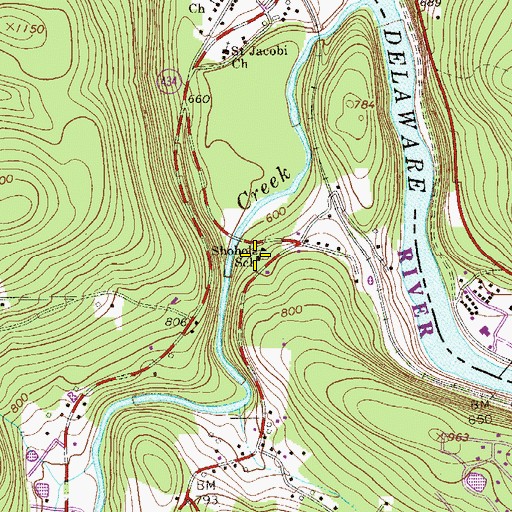 Topographic Map of Shohola Township Police Department, PA
