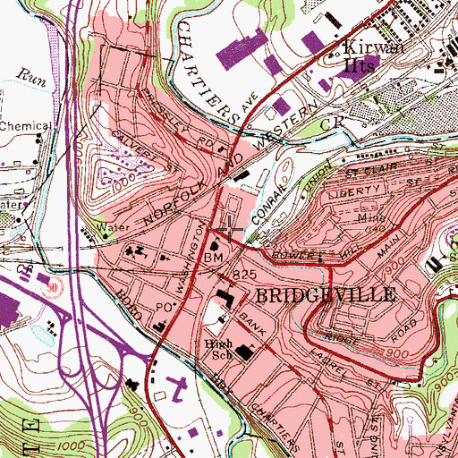 Topographic Map of Bridgeville Police Department, PA