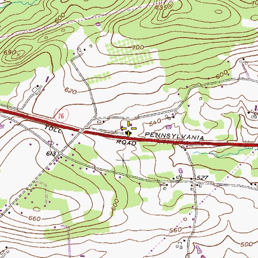 Topographic Map of Pennsylvania State Police Troop T Bowmansville Station, PA