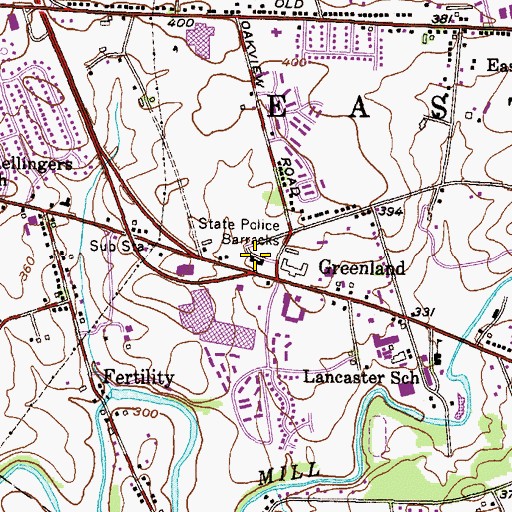 Topographic Map of Pennsylvania State Police Troop J  Headquarters and Lancaster Station, PA