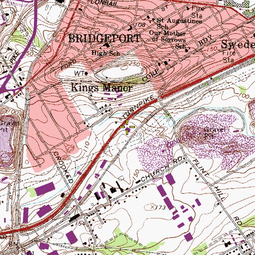 Topographic Map of Pennsylvania State Police Troop T King of Prussia Station, PA