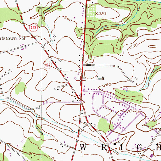 Topographic Map of Penns Park Post Office, PA