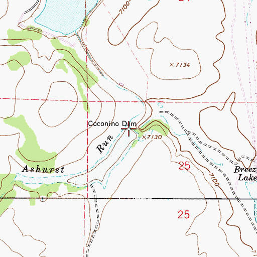 Topographic Map of Coconino Dam, AZ