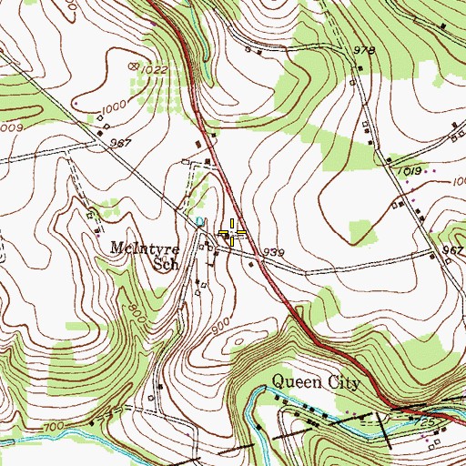 Topographic Map of McIntyre Cemetery, PA