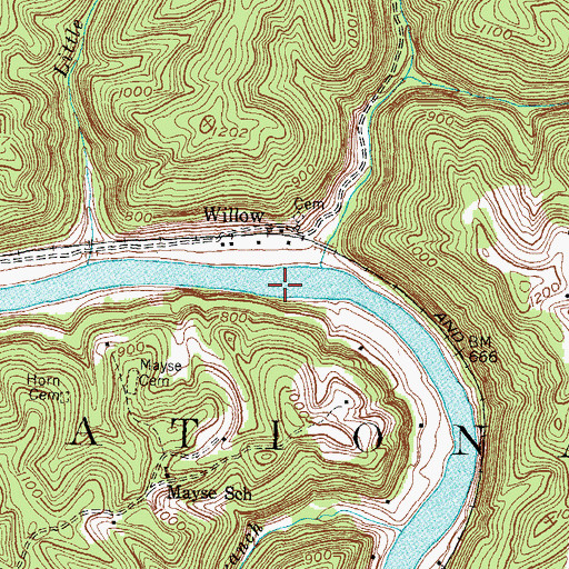 Topographic Map of Willow Shoals Bar, KY
