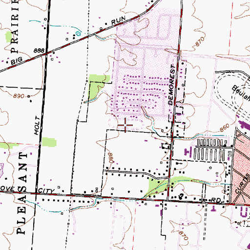 Topographic Map of Rush Creek, OH