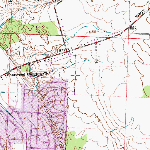 Topographic Map of Hunters Ridge, OH