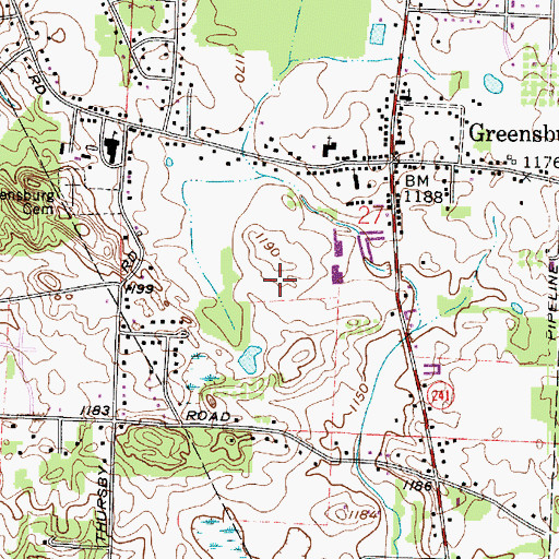 Topographic Map of Greenbrook Estates, OH
