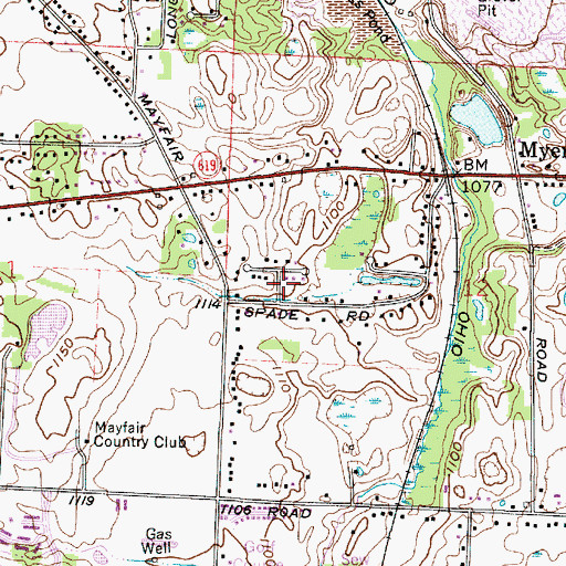 Topographic Map of Kungle Heights, OH