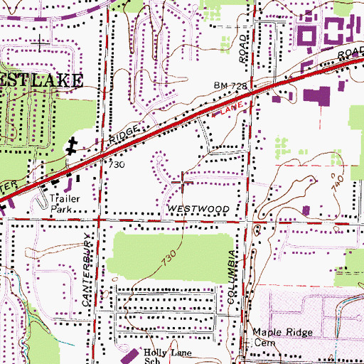 Topographic Map of Hidden Acres, OH
