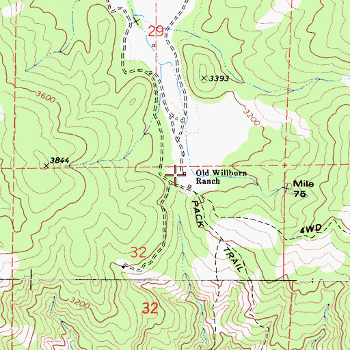 Topographic Map of Old Wilburn Ranch, CA