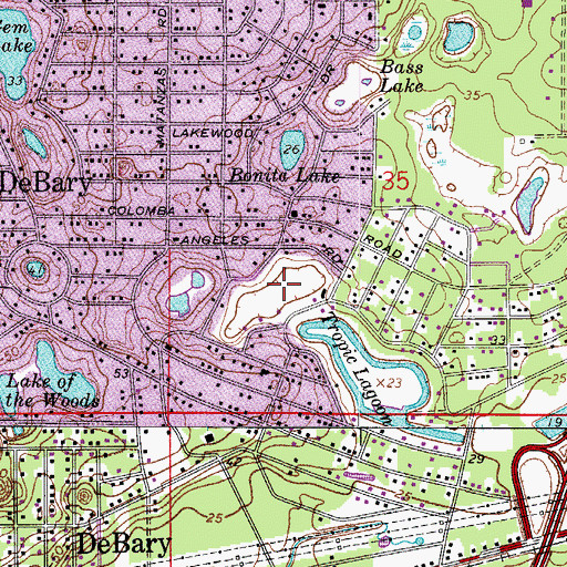 Topographic Map of Angeles Lake, FL