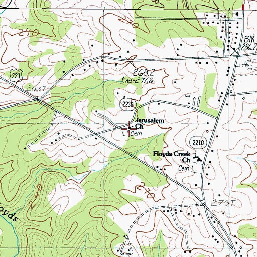 Topographic Map of Jerusalem Baptist Church Cemetery, NC