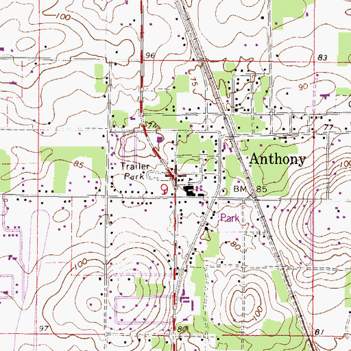 Topographic Map of Anthony, FL