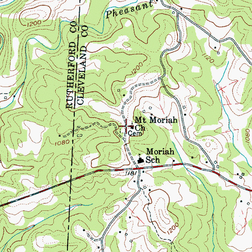 Topographic Map of Mount Moriah Cemetery, NC