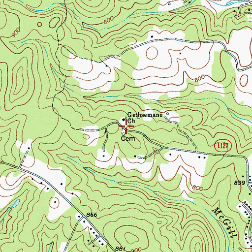 Topographic Map of Gethsemane Church Cemetery, NC
