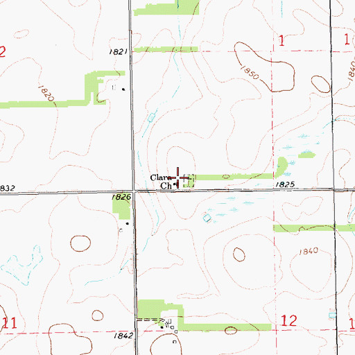 Topographic Map of Clara Lutheran Cemetery, SD