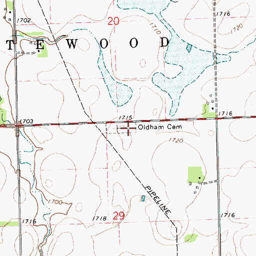 Topographic Map of Oldham Lutheran Cemetery, SD