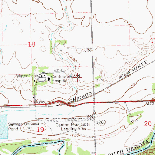 Topographic Map of Hiawatha Asylum Cemetery, SD