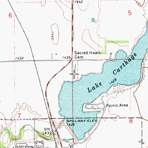 Topographic Map of Trinity Lutheran Cemetery, SD
