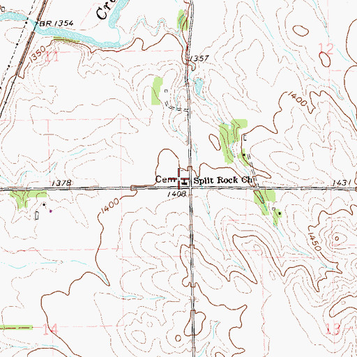 Topographic Map of Split Rock Luthern Church Cemetery, SD